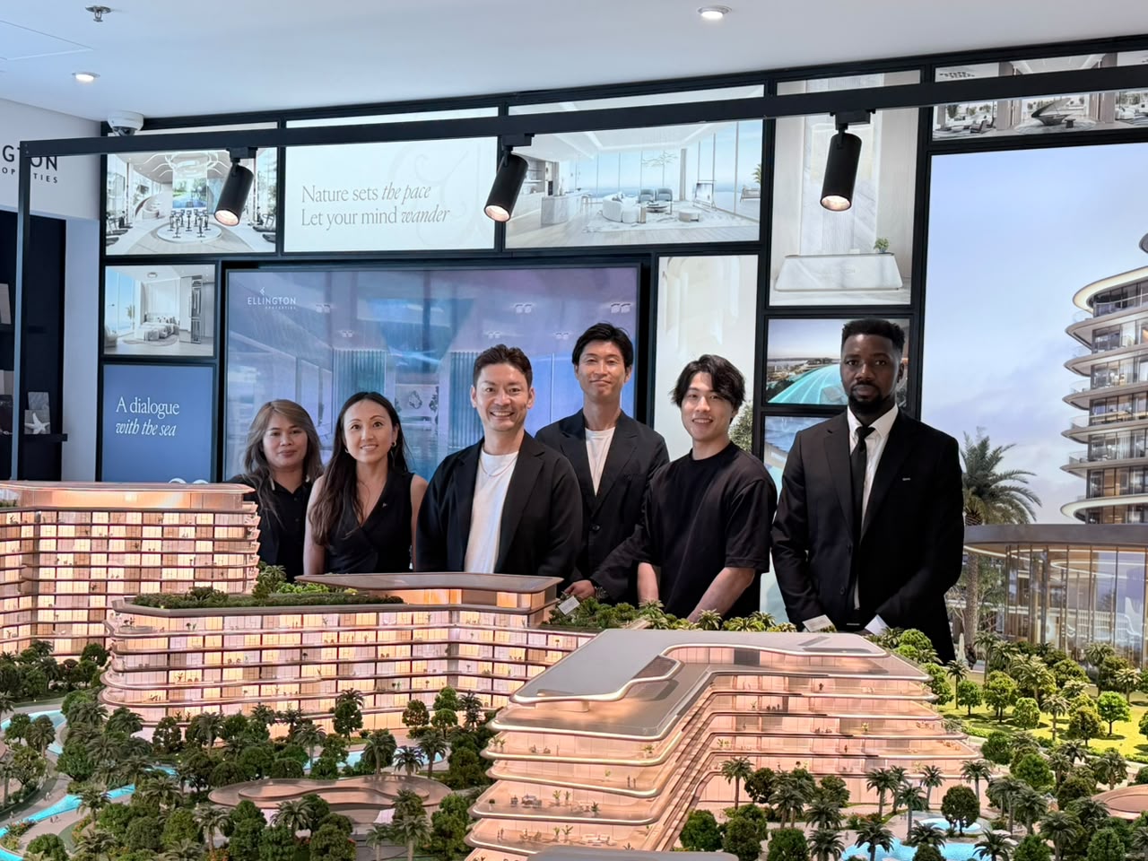 Charles Kwadwo Tuffour and the Pablo Global Properties team at an Ellington sales gallery in Dubai